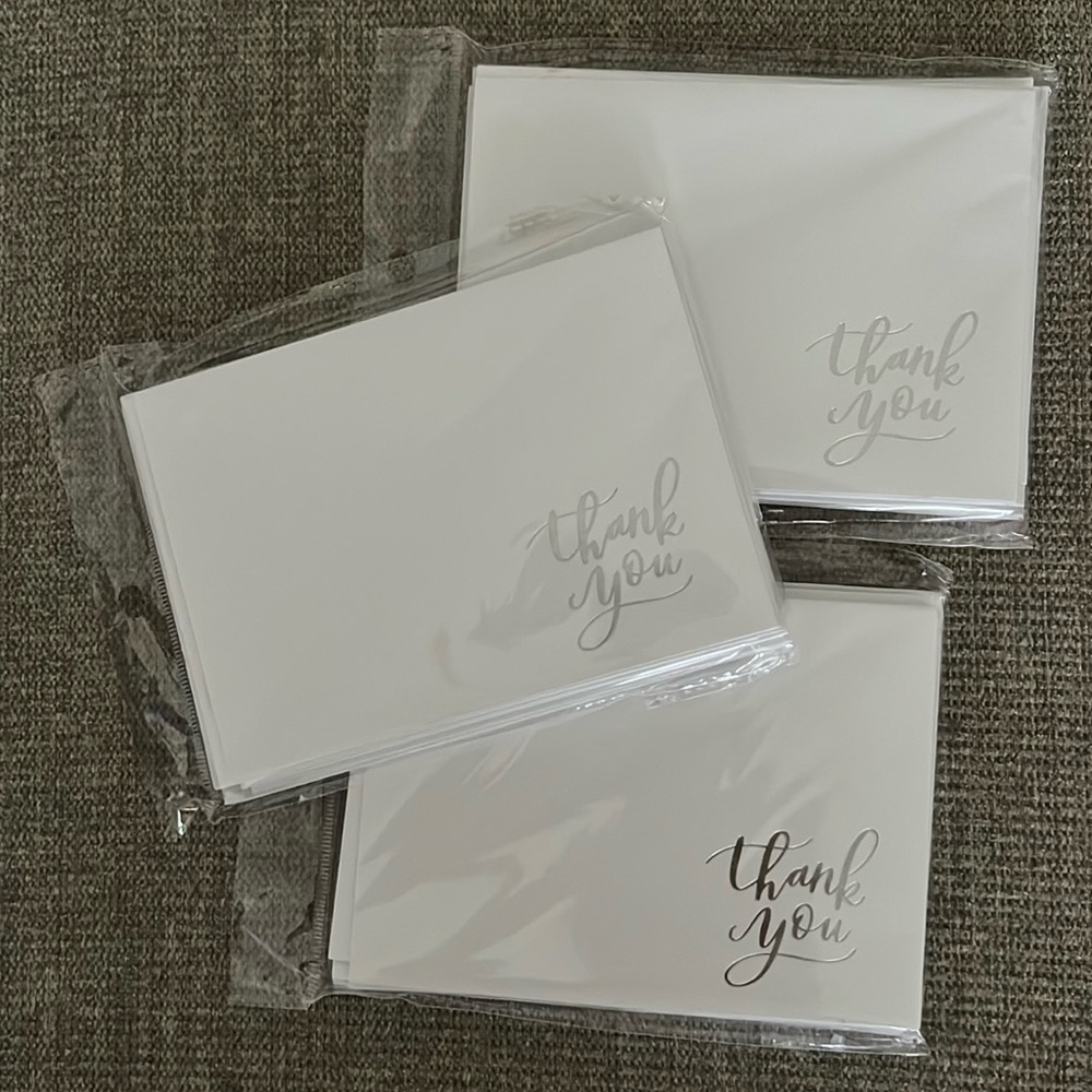Blank Thank You Card Set - Silver